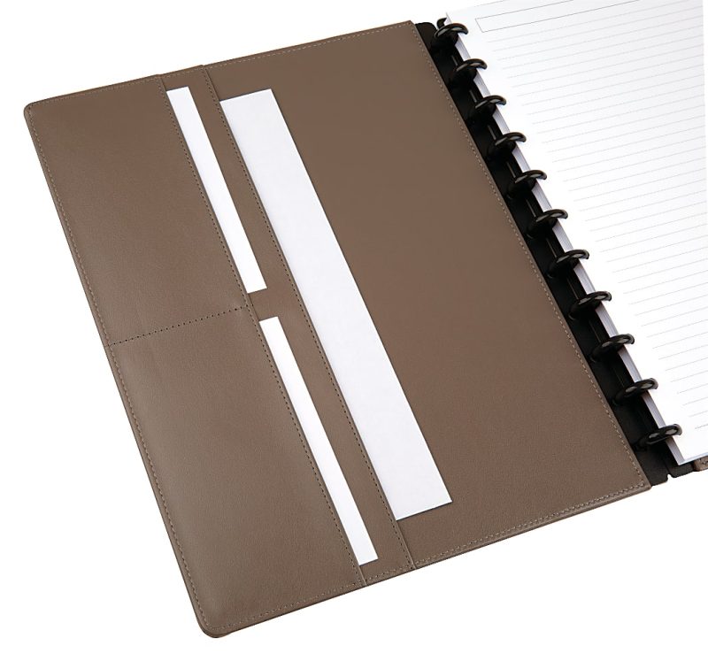 TUL® Discbound Notebook With Leather Cover, Letter Size, Narrow Ruled, 60 Sheets, Brown - Image 3
