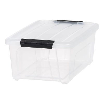 Iris Stack And Pull Totes, 13.5 Qt, Clear, Set Of 6 Totes