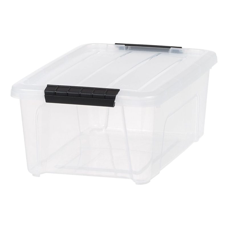 Iris Stack And Pull Totes, 13.5 Qt, Clear, Set Of 6 Totes