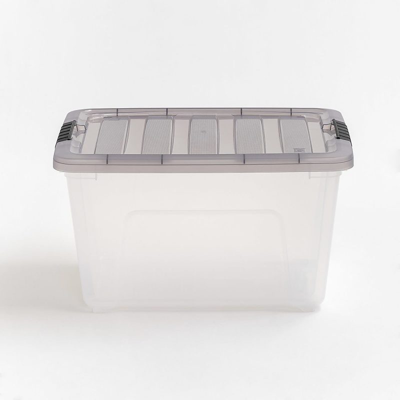 Iris® Stack & Pull™ Storage Boxes, 8 Gallon, Clear/Gray, Set Of 5 Boxes - Image 3