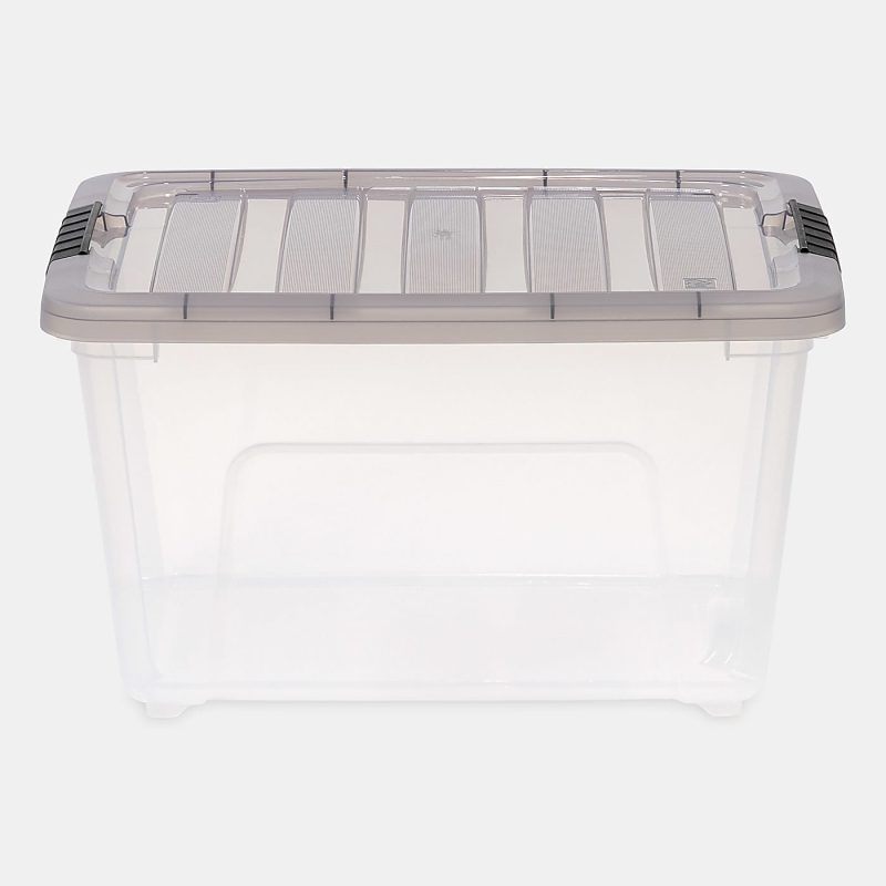 Iris® Stack & Pull™ Storage Boxes, 8 Gallon, Clear/Gray, Set Of 5 Boxes - Image 4