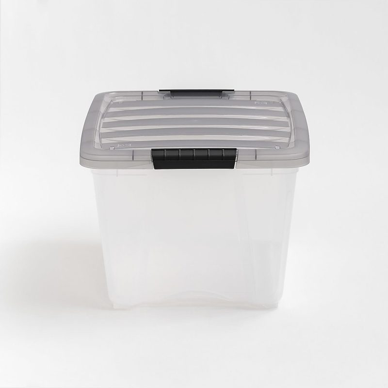 Iris® Stack & Pull™ Storage Boxes, 8 Gallon, Clear/Gray, Set Of 5 Boxes - Image 5