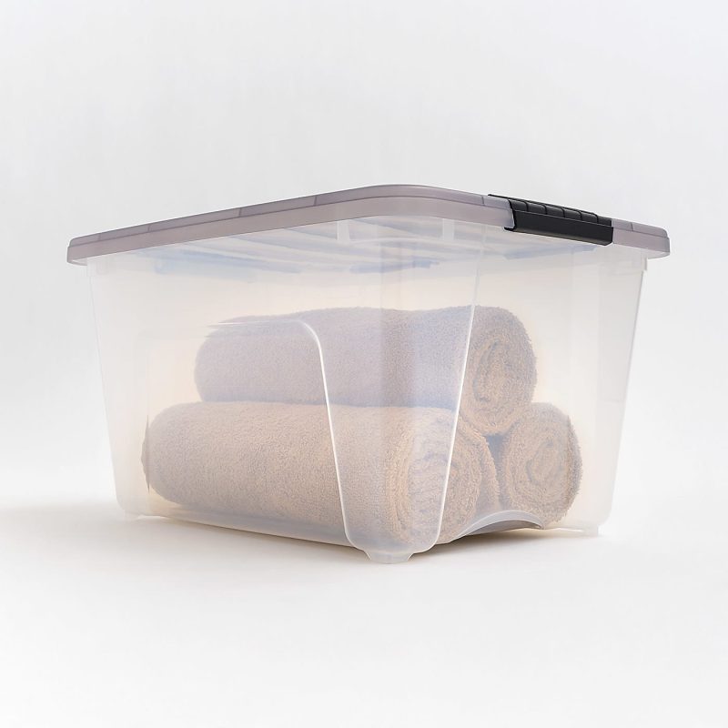 Iris® Stack & Pull™ Storage Boxes, 8 Gallon, Clear/Gray, Set Of 5 Boxes - Image 12