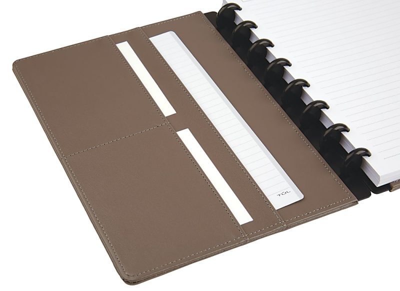 TUL® Discbound Notebook With Leather Cover, Junior Size, Narrow Ruled, 60 Sheets, Brown - Image 3