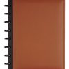 TUL® Discbound Notebook With Leather Cover, Junior Size, Narrow Ruled, 60 Sheets, Brown