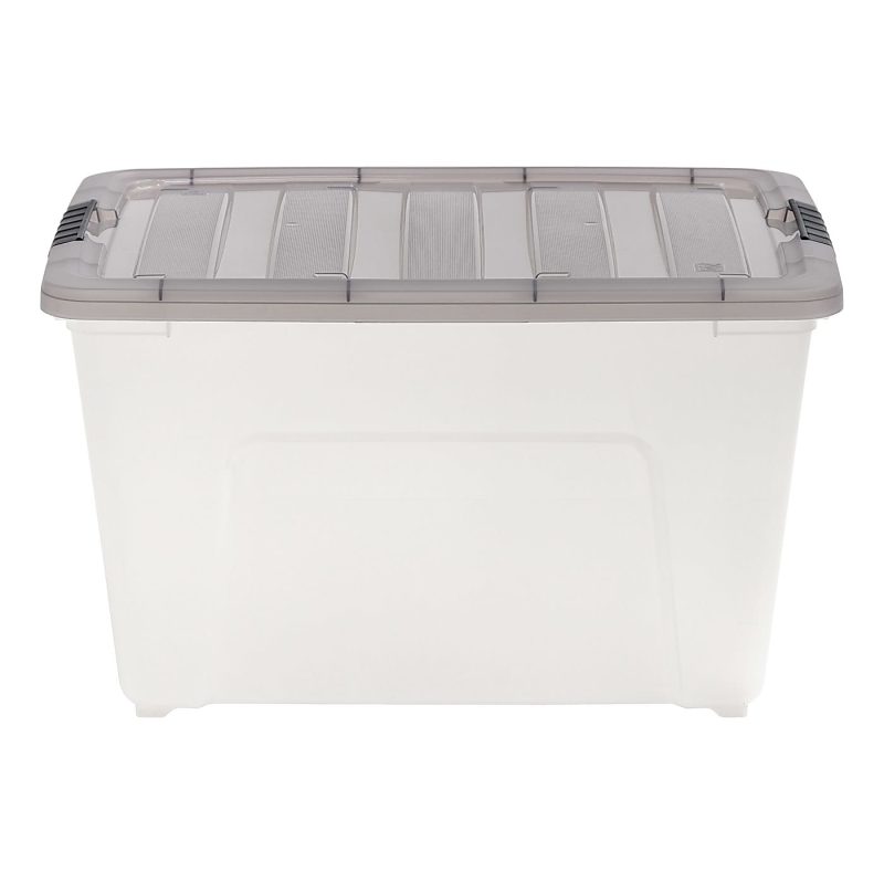 Iris® Stack & Pull™ Storage Box, 13.4 Gallon, Clear/Gray