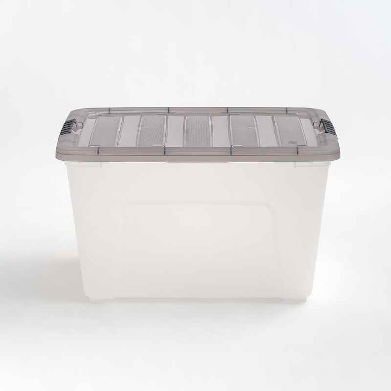 Iris® Stack & Pull™ Storage Box, 13.4 Gallon, Clear/Gray - Image 2