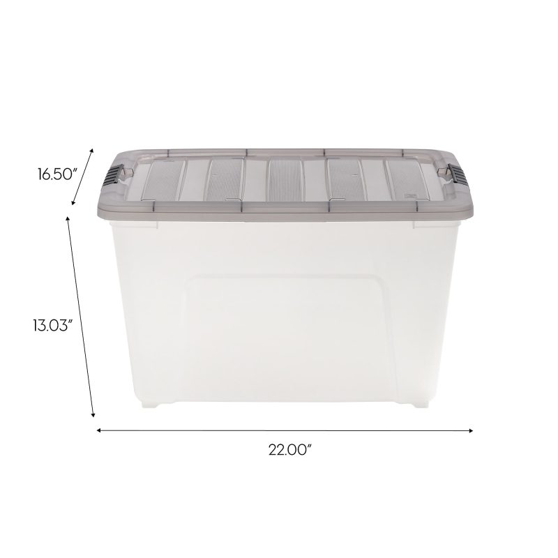 Iris® Stack & Pull™ Storage Box, 13.4 Gallon, Clear/Gray - Image 6