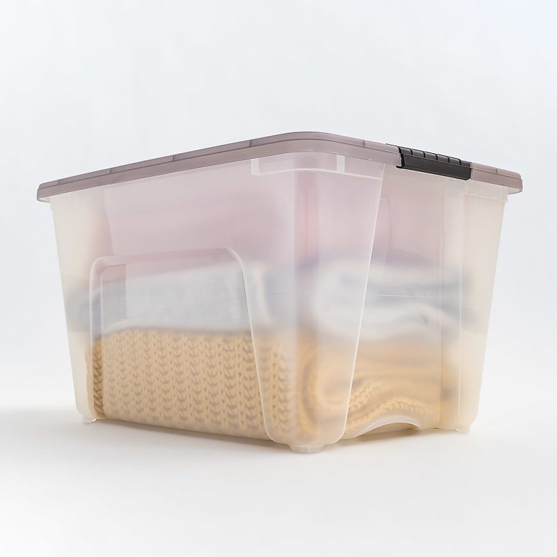 Iris® Stack & Pull™ Storage Box, 13.4 Gallon, Clear/Gray - Image 8