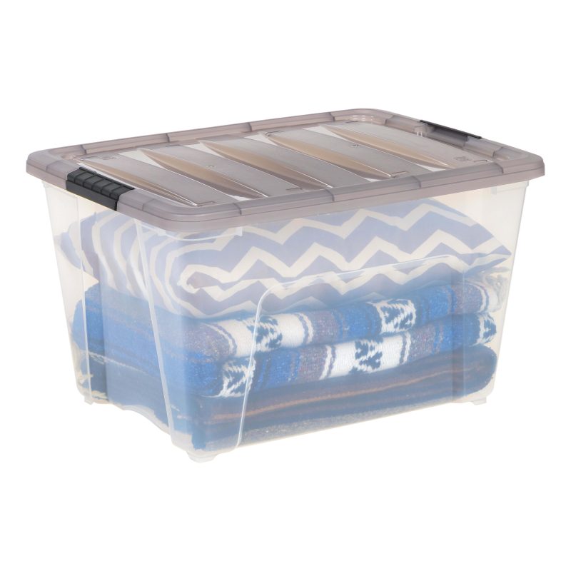 Iris® Stack & Pull™ Storage Box, 13.4 Gallon, Clear/Gray - Image 9