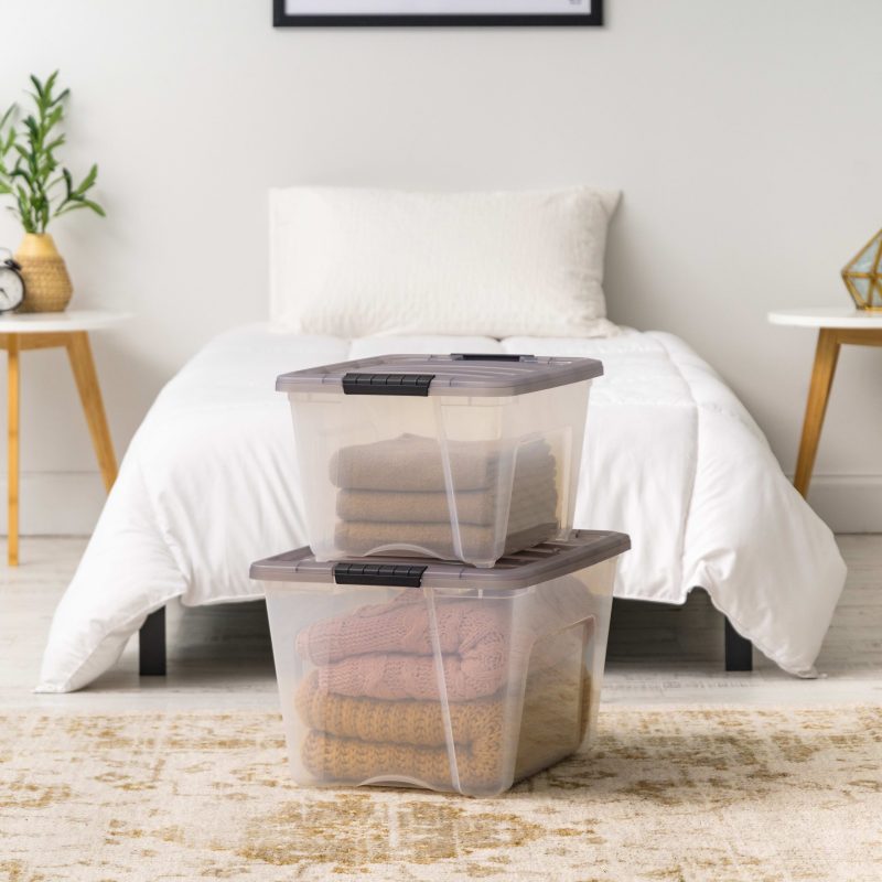 Iris® Stack & Pull™ Storage Box, 13.4 Gallon, Clear/Gray - Image 12