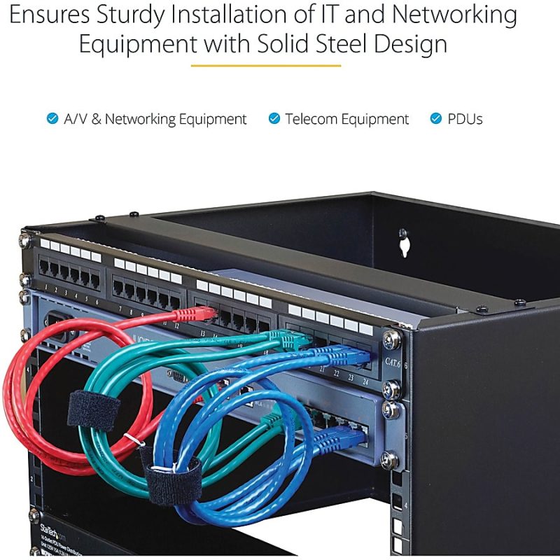 StarTech.com 4U Wall Mount Rack, 13.78in Deep, 19 inch Wall Mount Network Rack, Wall Mounting Patch Panel Bracket for Switch/IT Equipment - Image 5