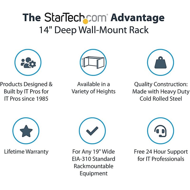 StarTech.com 4U Wall Mount Rack, 13.78in Deep, 19 inch Wall Mount Network Rack, Wall Mounting Patch Panel Bracket for Switch/IT Equipment - Image 7