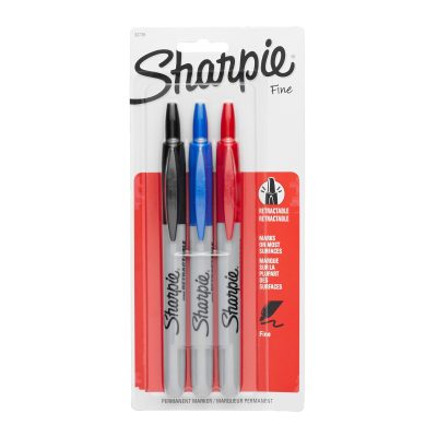 Sharpie® Retractable Permanent Markers, Fine Point, Black, Box Of 12 - Assorted,3