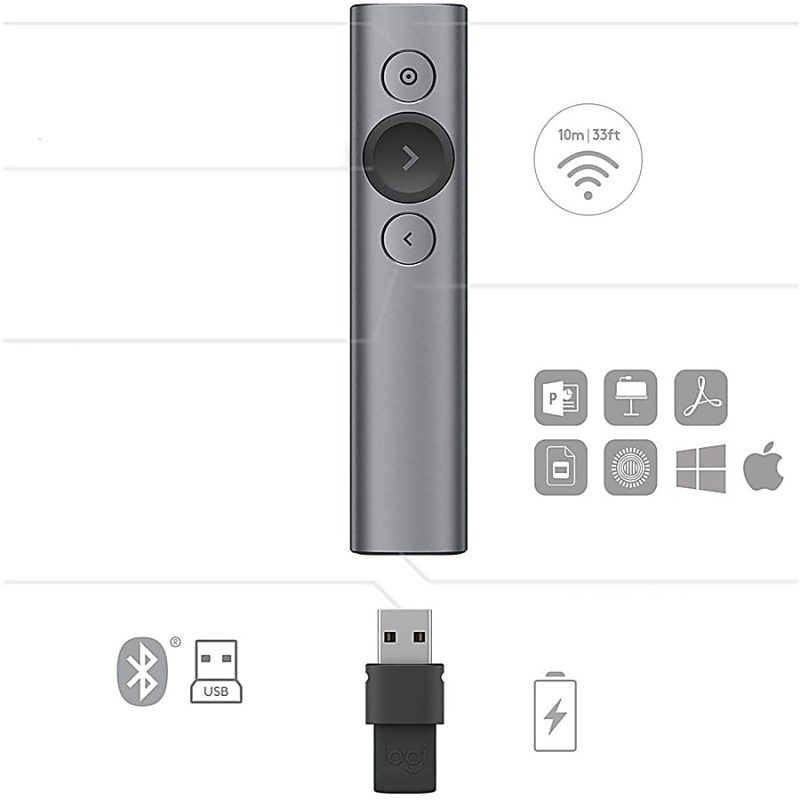 Logitech® Spotlight Universal Presentation Remote, Slate, 910-004654 - Image 12