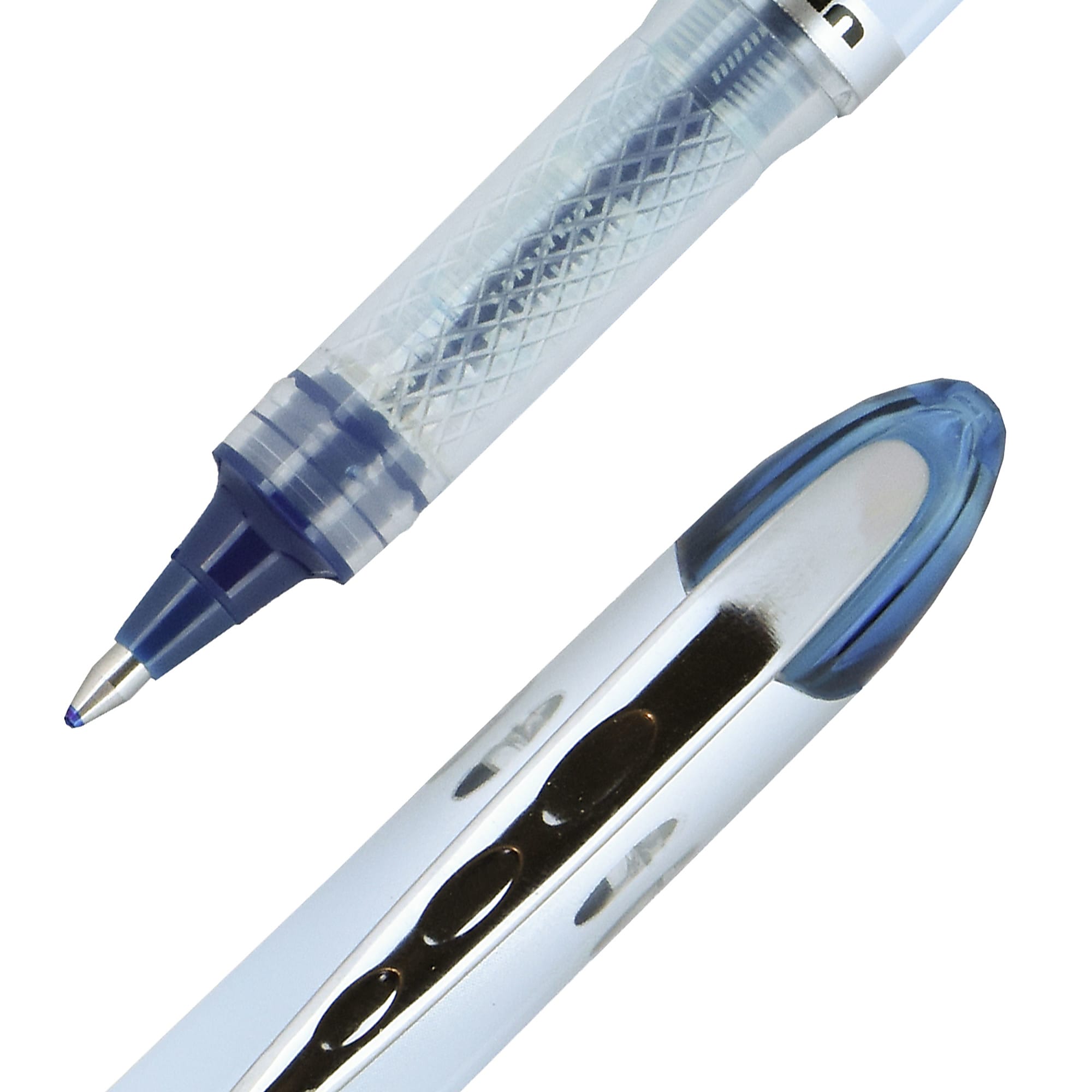 uni-ball® Vision™ Elite™ Liquid Ink Rollerball Pens, Bold Point, 0.8 mm, White Barrel, Blue/Black Ink, Pack Of 12 - Image 2