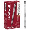 uni-ball® Vision™ Elite™ Liquid Ink Rollerball Pens, Bold Point, 0.8 mm, White Barrel, Black Ink, Pack Of 12