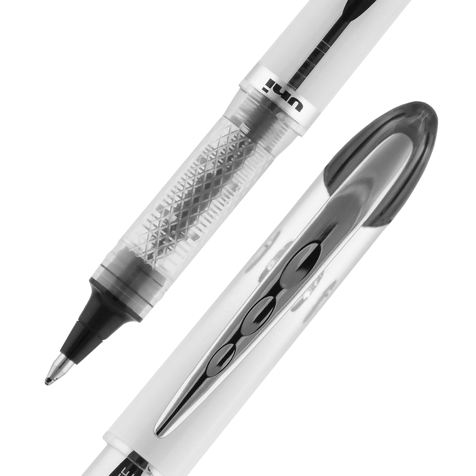 uni-ball® Vision™ Elite™ Liquid Ink Rollerball Pens, Bold Point, 0.8 mm, White Barrel, Black Ink, Pack Of 12 - Image 2