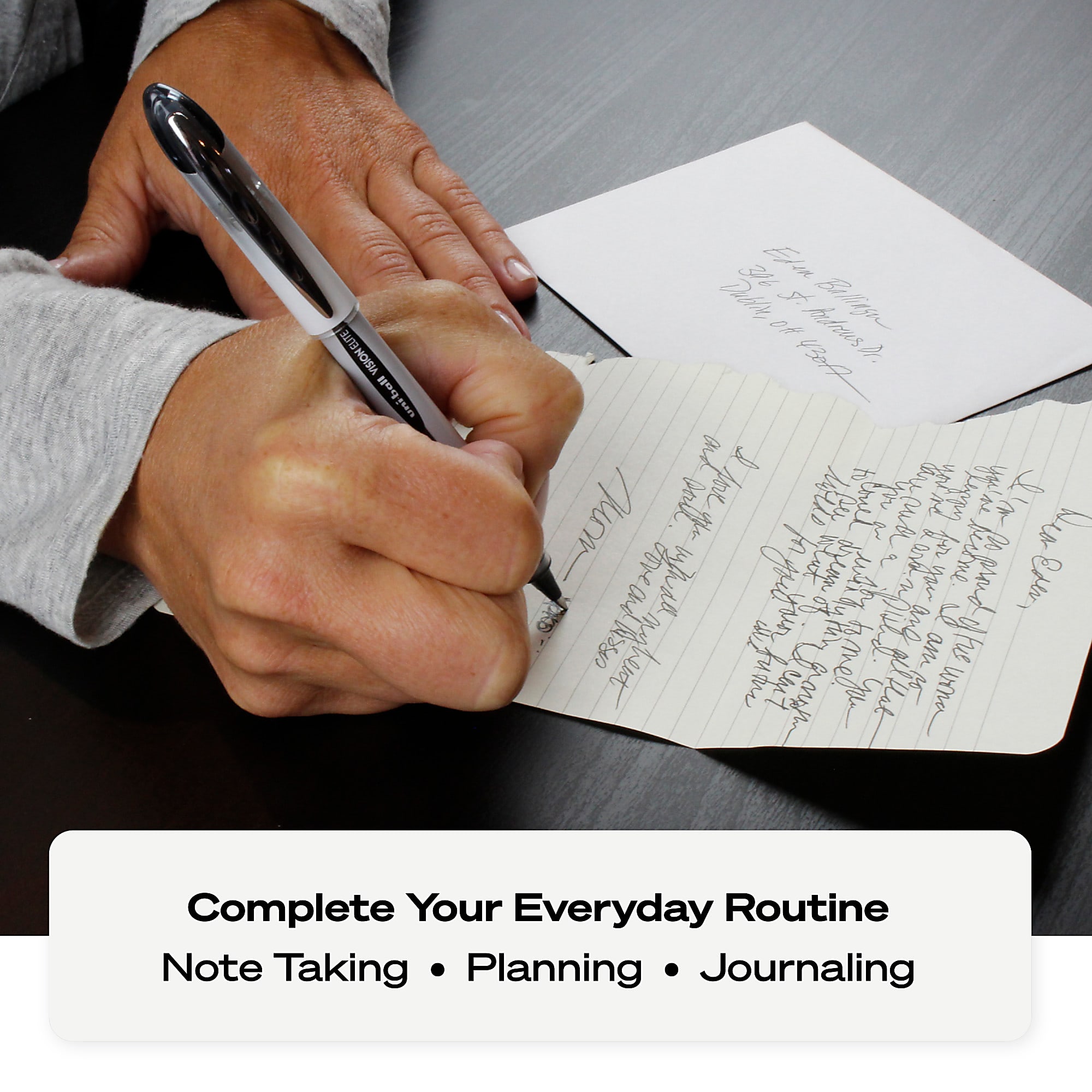 uni-ball® Vision™ Elite™ Liquid Ink Rollerball Pens, Bold Point, 0.8 mm, White Barrel, Black Ink, Pack Of 12 - Image 5