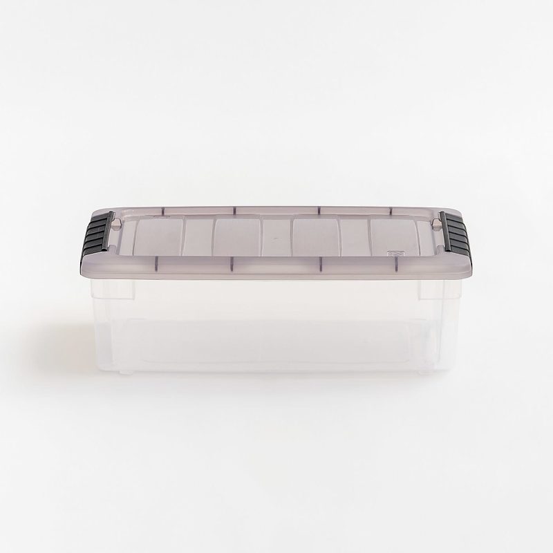 Iris® Stack & Pull™ Storage Boxes, 1.45 Gallon, Clear/Gray, Set Of 12 Boxes - Image 2