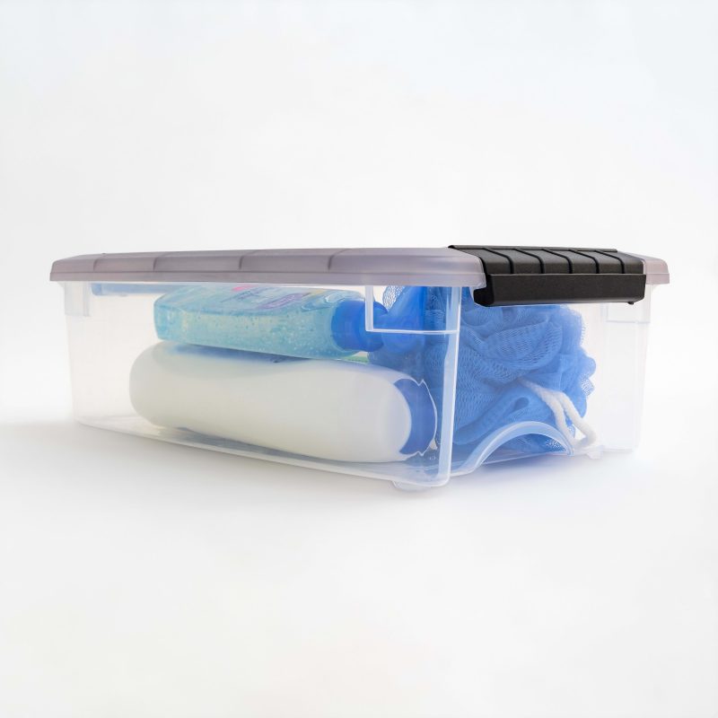 Iris® Stack & Pull™ Storage Boxes, 1.45 Gallon, Clear/Gray, Set Of 12 Boxes - Image 4