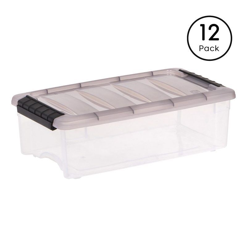 Iris® Stack & Pull™ Storage Boxes, 1.45 Gallon, Clear/Gray, Set Of 12 Boxes - Image 12