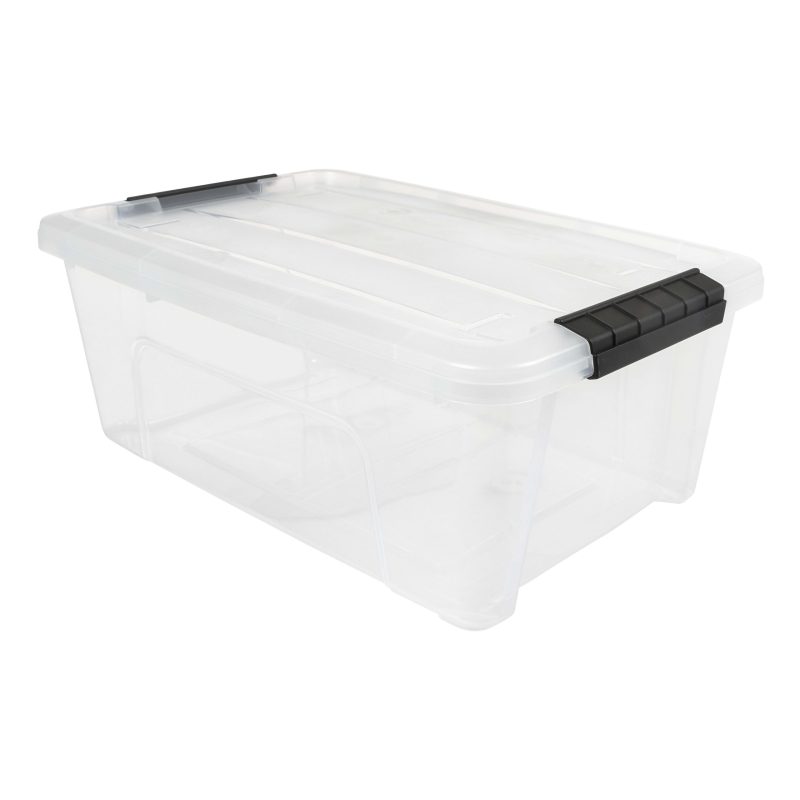 Iris USA® Buckled Boxes, 13.5 Qt, 19-1/16”L x 15-3/16”W x 9-1/4”H, Clear, Set Of 6 Boxes - Image 2