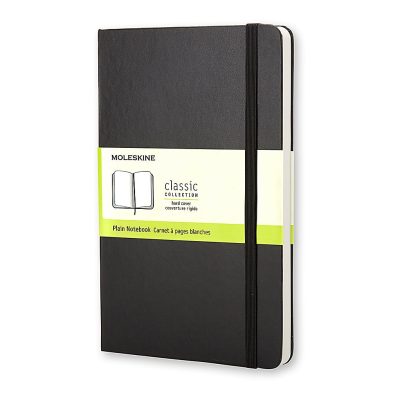 Moleskine Classic Hard Cover Notebook, 5" x 8-1/4", Unruled, 240 Pages, Black