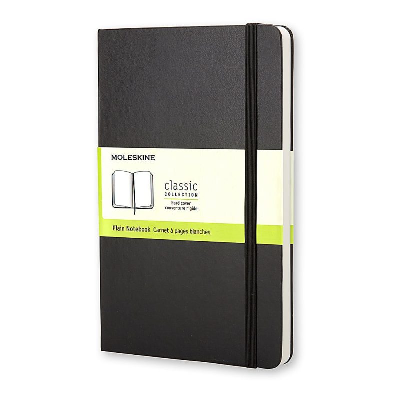 Moleskine Classic Hard Cover Notebook, 5" x 8-1/4", Unruled, 240 Pages, Black