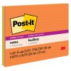 Post-it Super Sticky Notes, 4 Pads, 8 in x 6 in, 2x the Sticking Power, School Supplies and Office Products, Sticky Notes for Vertical Surfaces, Monitors, Walls and Windows, Energy Boost Collection, Lined