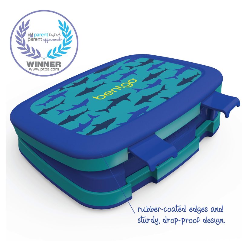 Bentgo Kids Prints 5-Compartment Lunch Box, 2"H x 6-1/2"W x 8-1/2"D, Shark - Image 5