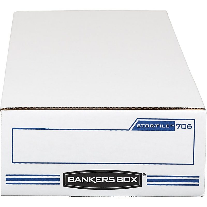 Bankers Box® Econo Stor/File™ Standard-Duty Storage Boxes, 9" x 24" x 4", White/Blue, Case Of 12 - Image 3