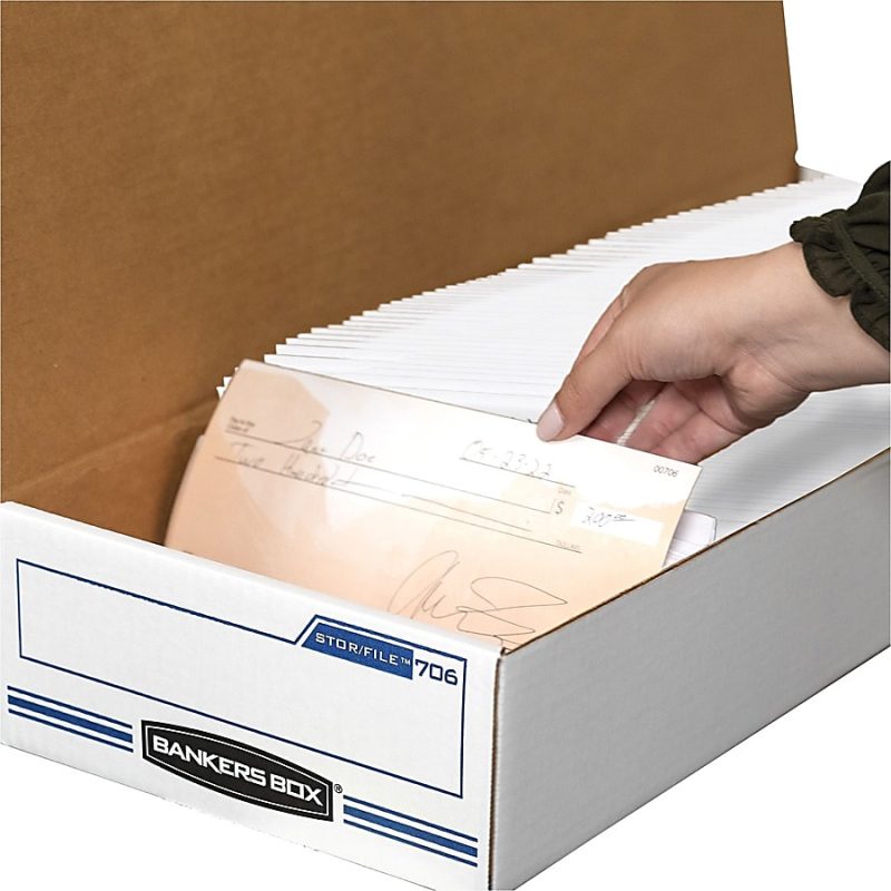 Bankers Box® Econo Stor/File™ Standard-Duty Storage Boxes, 9" x 24" x 4", White/Blue, Case Of 12 - Image 5