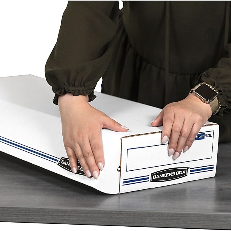 Bankers Box® Econo Stor/File™ Standard-Duty Storage Boxes, 9" x 24" x 4", White/Blue, Case Of 12 - Image 6
