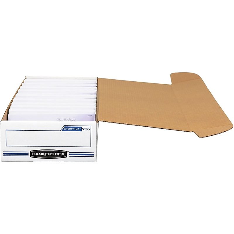 Bankers Box® Econo Stor/File™ Standard-Duty Storage Boxes, 9" x 24" x 4", White/Blue, Case Of 12 - Image 8