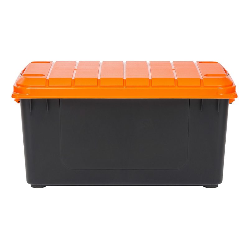 Iris® Heavy Duty Store-It-All Totes, 20.5 Gallon, 30-1/2”L x 16-1/2”W x 25-1/4”H, Black/Orange, Set Of 2 Totes - Image 2