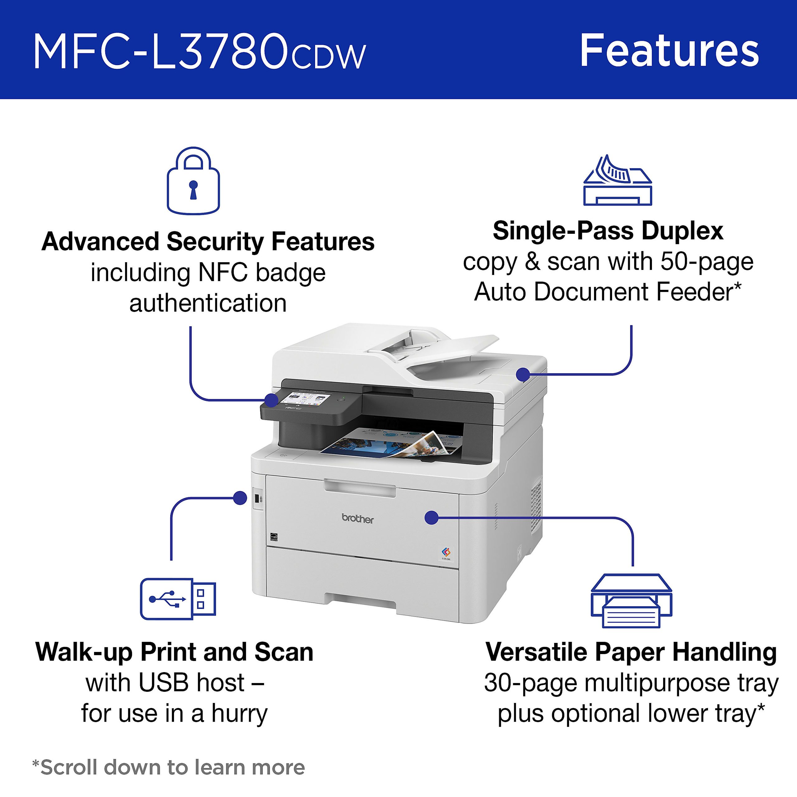 Brother® MFC-L3780CDW Wireless Digital Laser Color All-In-One Printer With Refresh EZ Print Eligibility - Image 2