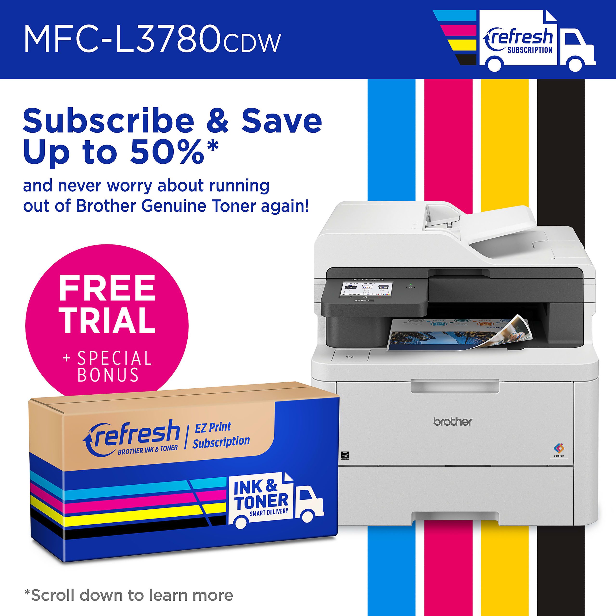 Brother® MFC-L3780CDW Wireless Digital Laser Color All-In-One Printer With Refresh EZ Print Eligibility - Image 5