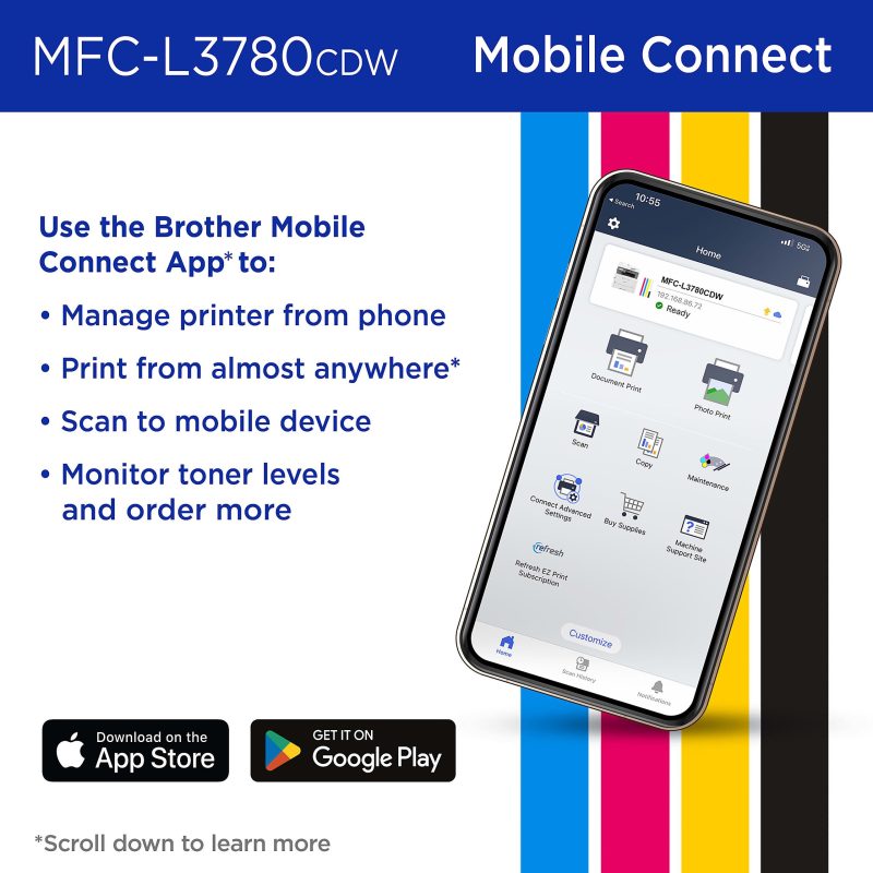 Brother® MFC-L3780CDW Wireless Digital Laser Color All-In-One Printer With Refresh EZ Print Eligibility - Image 6