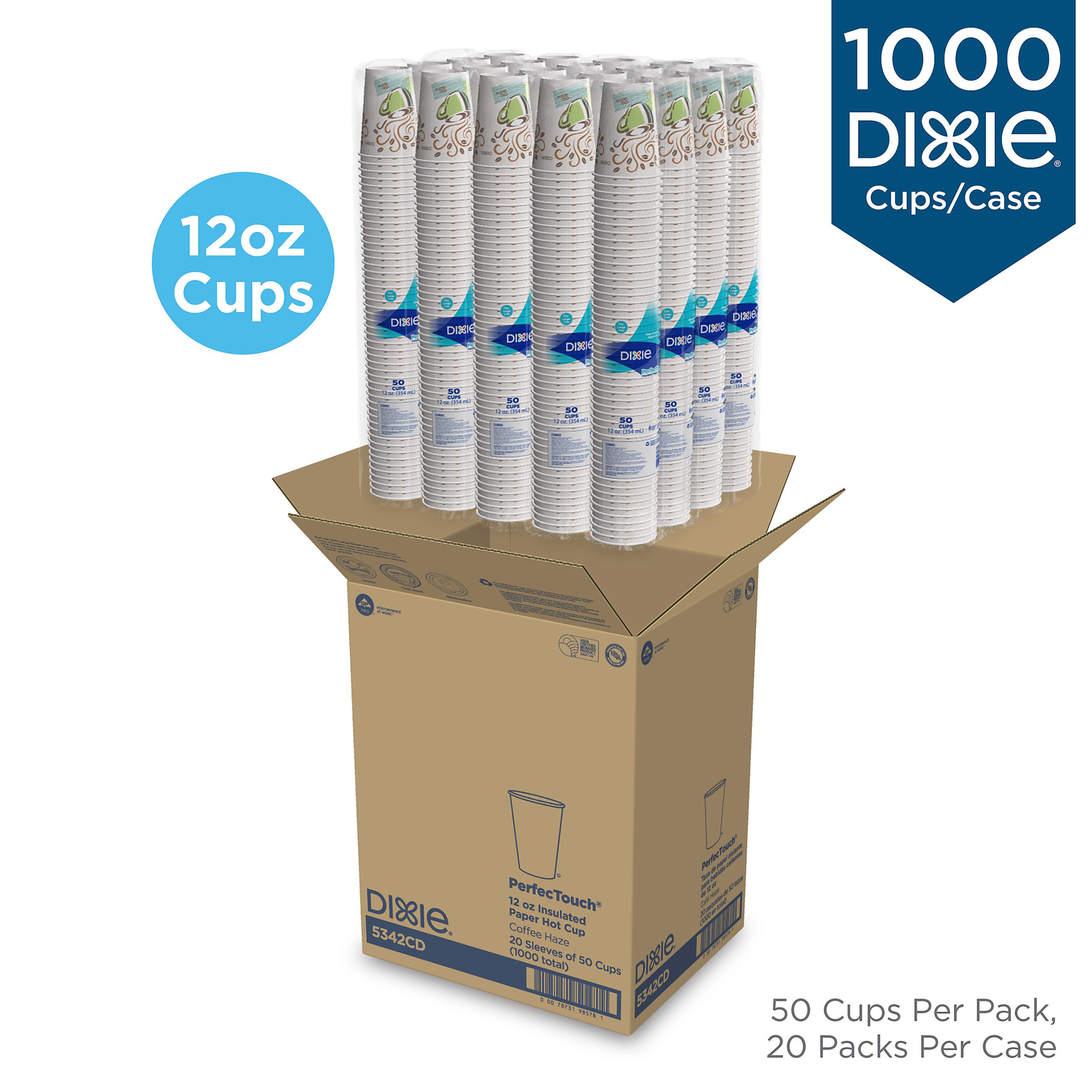 Dixie® PerfecTouch by GP PRO Hot Cups, 12 Oz, Box Of 1,000 Cups - Image 2