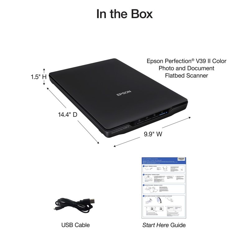 Epson® Perfection V39 II Color Photo And Document Flatbed Scanner, Black, B11B268201 - Image 4