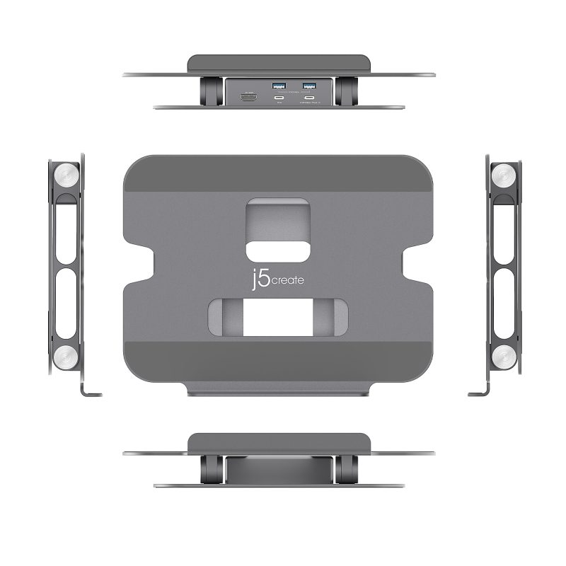 j5Create Multi-Angle 4K Docking Stand, 11.4"H x 8.9"W x 2.1"D, Space Gray, JTS327 - Image 3