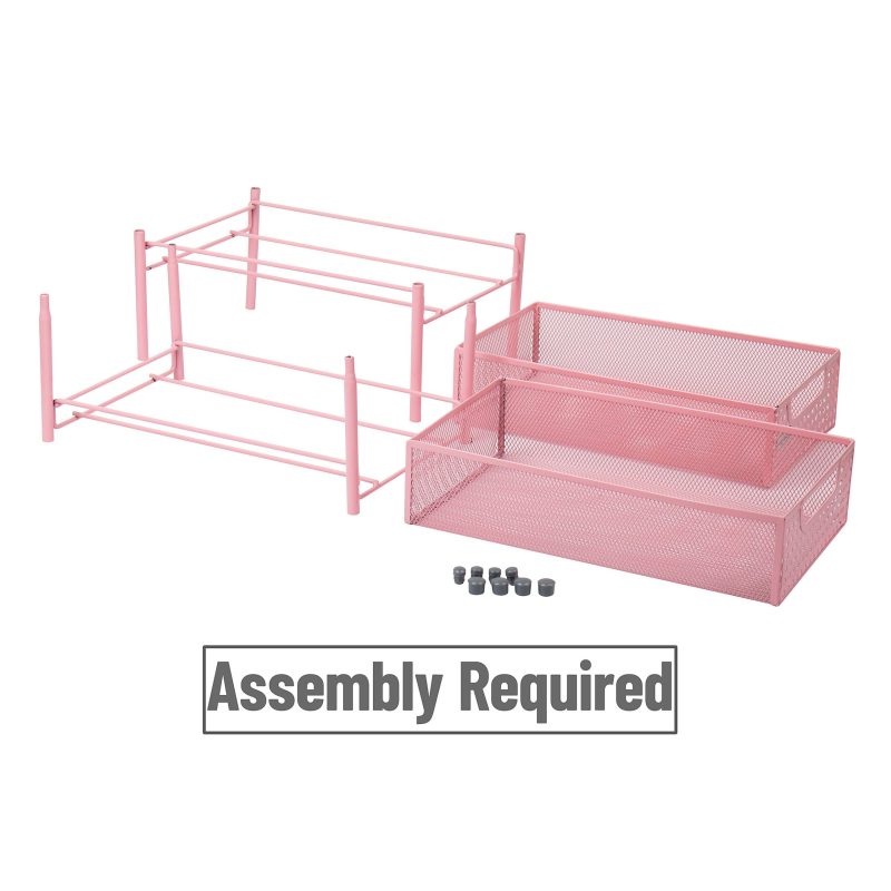 Mind Reader 2-Tier Mesh Cabinet Basket, 11-1/4" H x 12-1/2" W x 8" D, Pink - Image 5