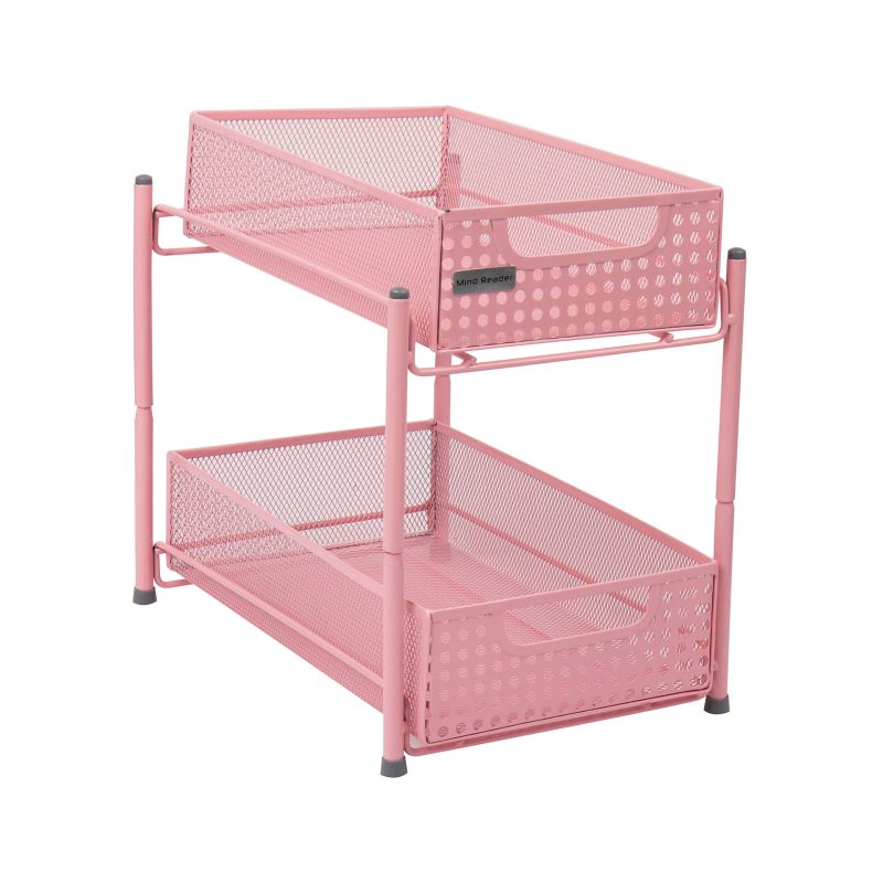 Mind Reader 2-Tier Mesh Cabinet Basket, 11-1/4" H x 12-1/2" W x 8" D, Pink - Image 7