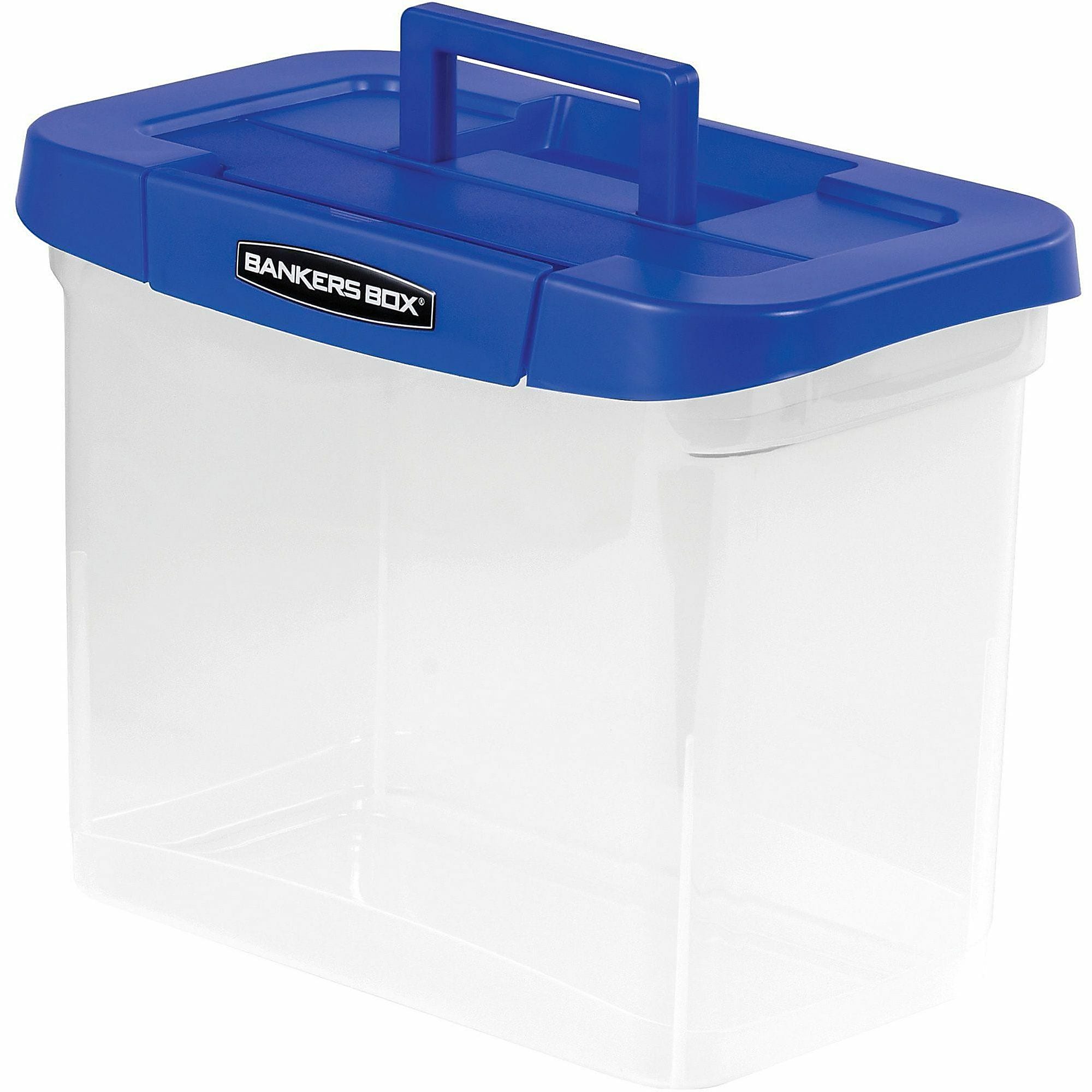 Bankers Box® Heavy-Duty Portable Storage File Box, 10 3/4" x 6 3/4" x 11 3/4", Blue/Clear - Image 5