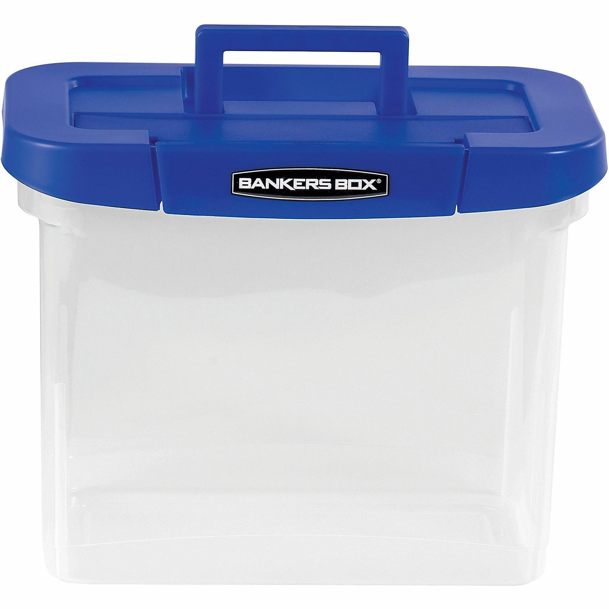 Bankers Box® Heavy-Duty Portable Storage File Box, 10 3/4" x 6 3/4" x 11 3/4", Blue/Clear - Image 6