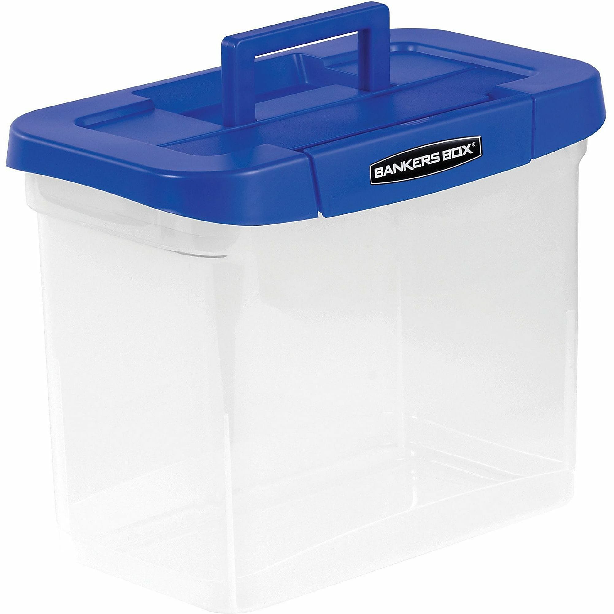 Bankers Box® Heavy-Duty Portable Storage File Box, 10 3/4" x 6 3/4" x 11 3/4", Blue/Clear - Image 7