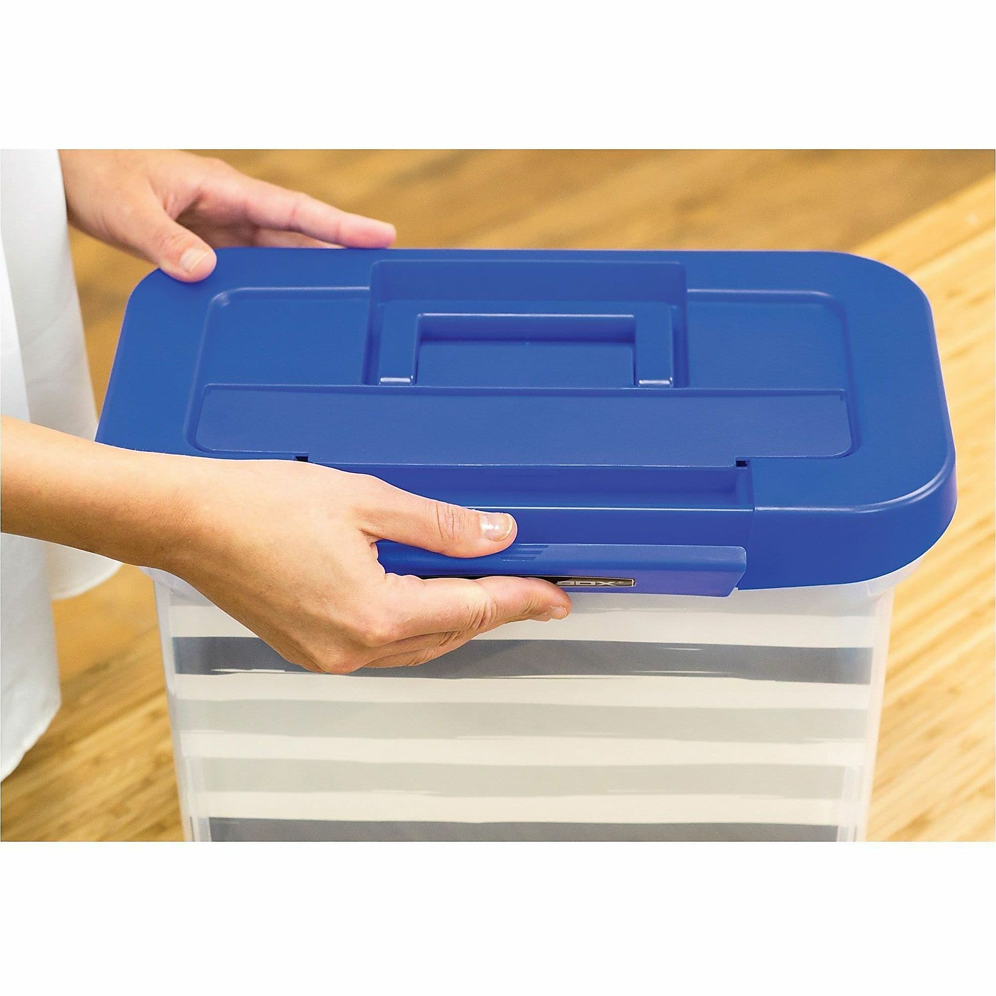 Bankers Box® Heavy-Duty Portable Storage File Box, 10 3/4" x 6 3/4" x 11 3/4", Blue/Clear - Image 9