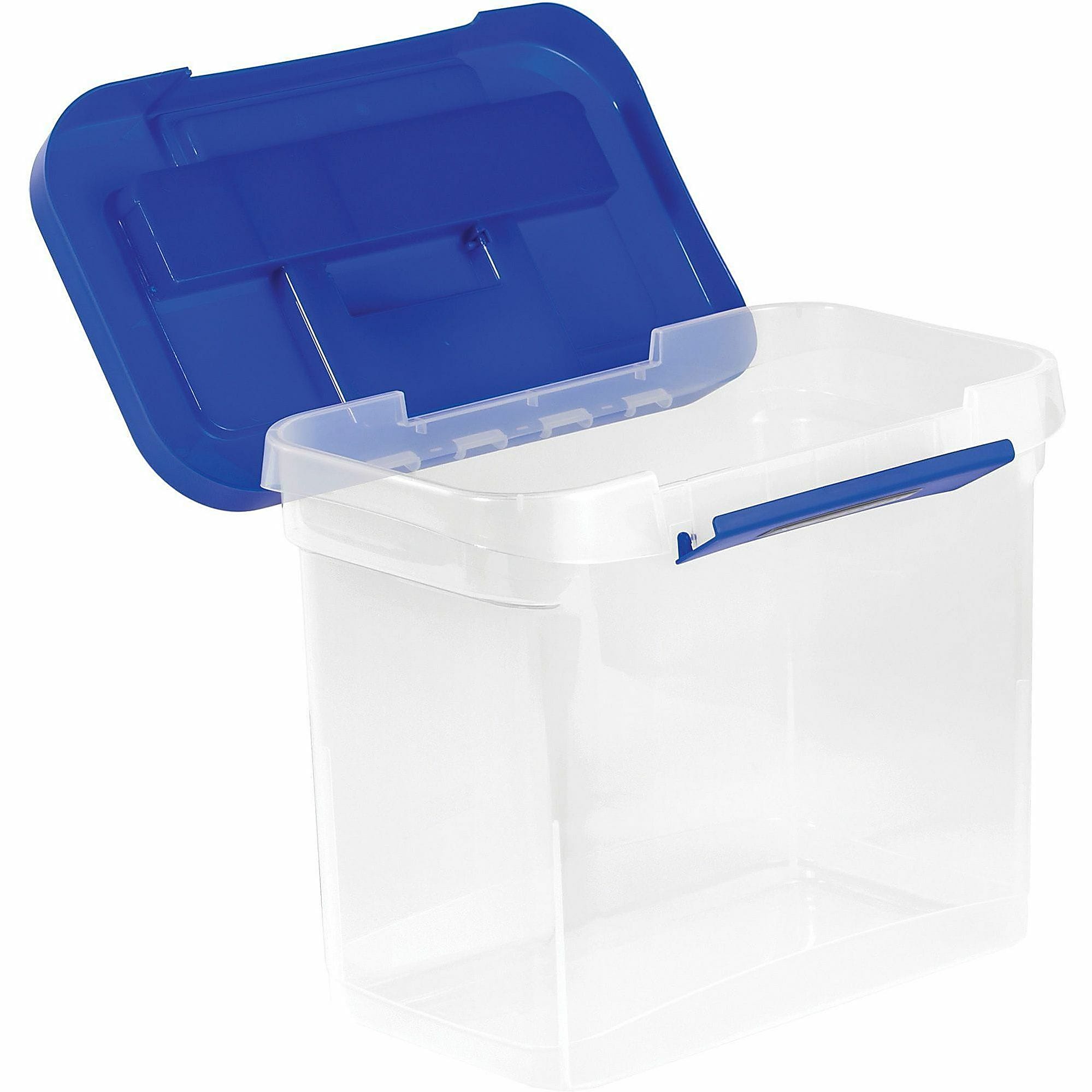 Bankers Box® Heavy-Duty Portable Storage File Box, 10 3/4" x 6 3/4" x 11 3/4", Blue/Clear - Image 12