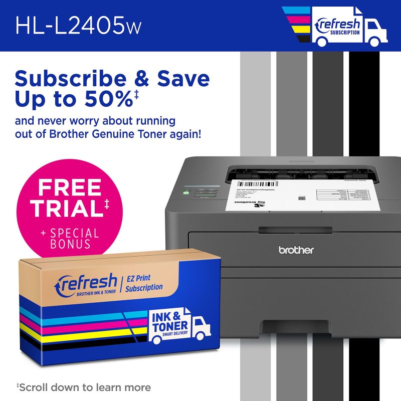 Brother HL-L2405W Wireless Compact Monochrome Laser Printer, Mobile Printing, Refresh EZ Print Eligibility - Image 5